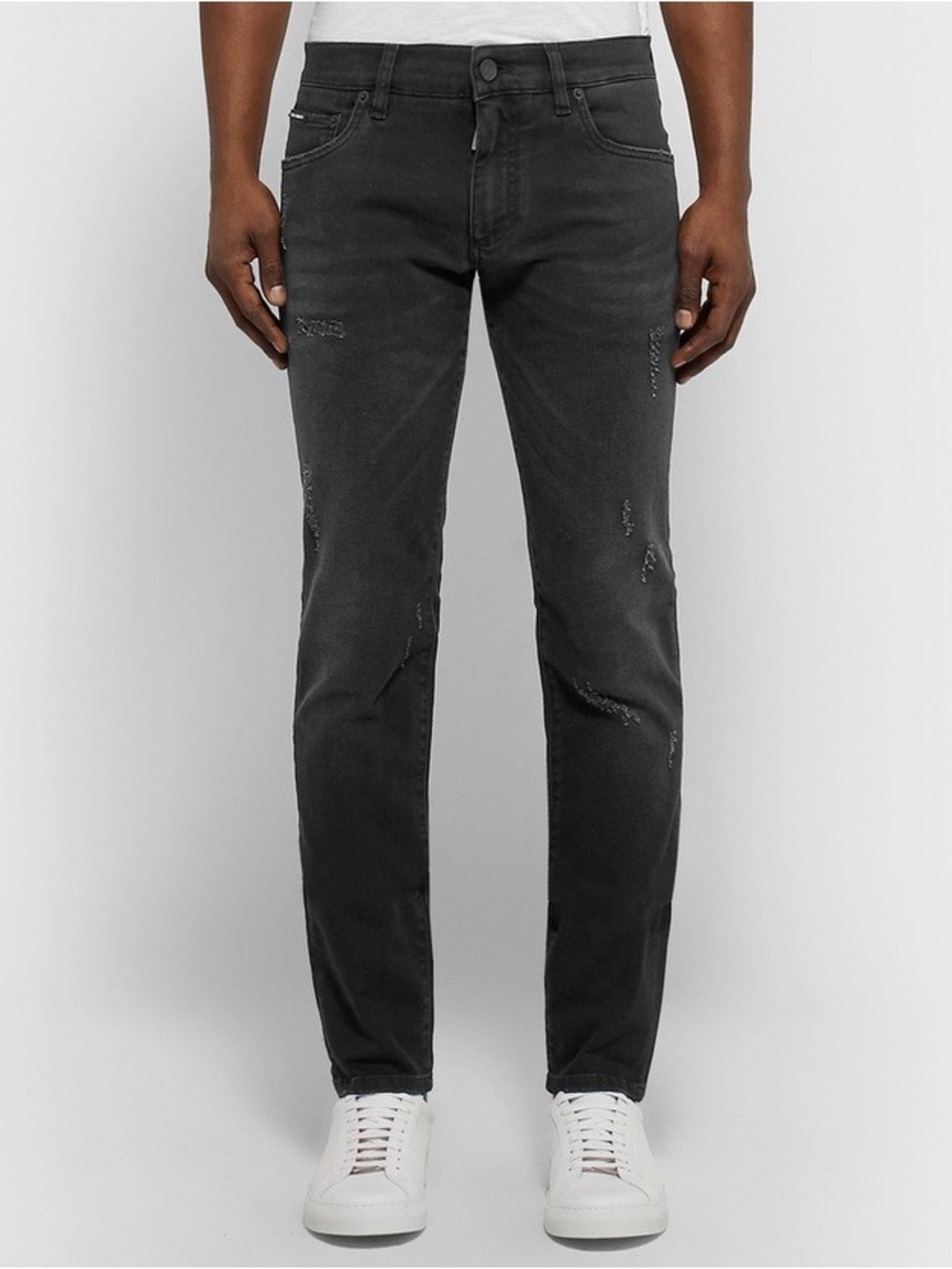 D&G Dolce and Gabbana Black Distressed Skinny Jeans Size 50 ( US 32)